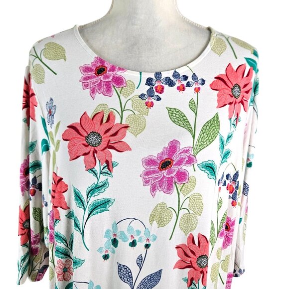 Floral Print J Jill Wearever Collection Womens Dress Size 1X Casual Comfortable - Picture 7 of 11